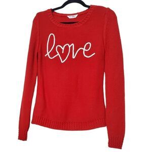 Miss Selfridge Womens Love Applique Red Sweater Size 8